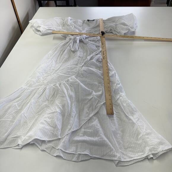 MinkPink Dress Womens X Small White Jessey Wrap Midi Open Back Cotton - Picture 9 of 9